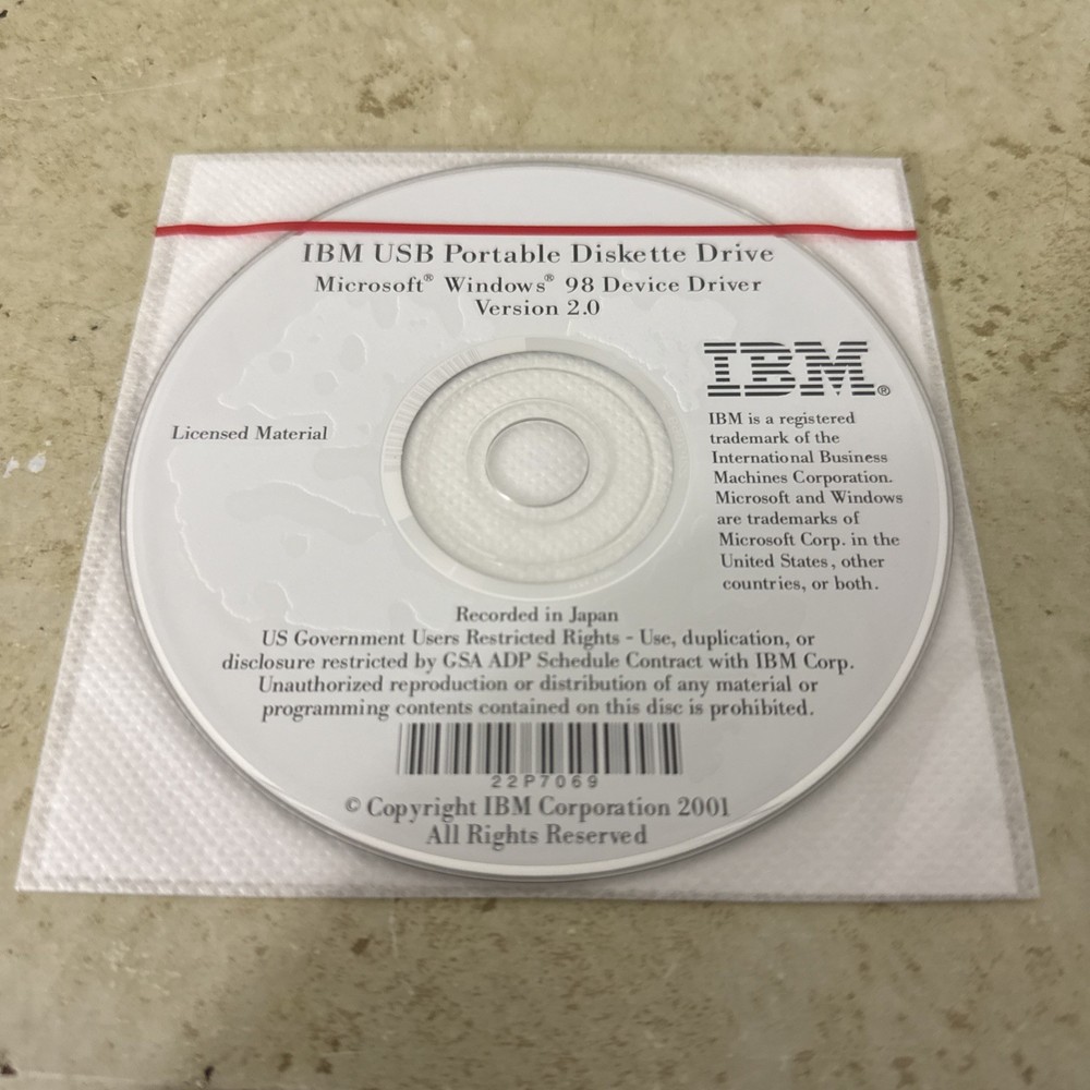 IBM USB Portable Diskette Driver Version 2.0 Windows 98 Vintage Software
