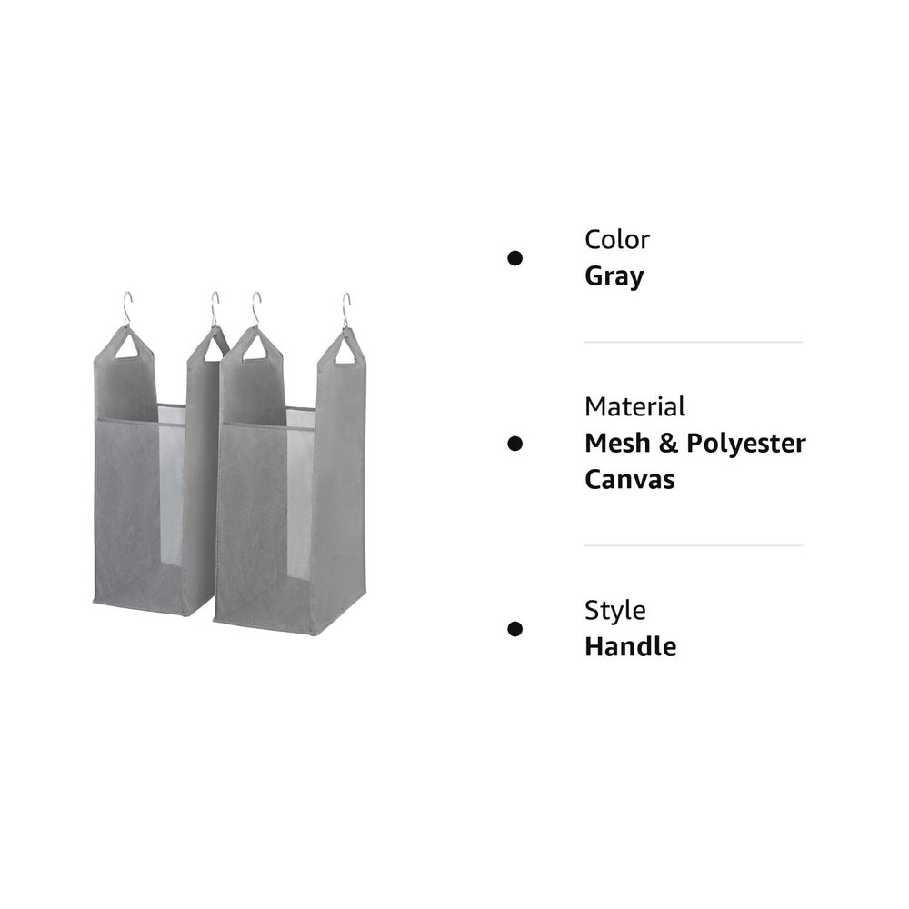 STORAGE MANIAC 2-Pack Hanging Laundry Hamper, Front See-Through Mesh Bag, Sli...