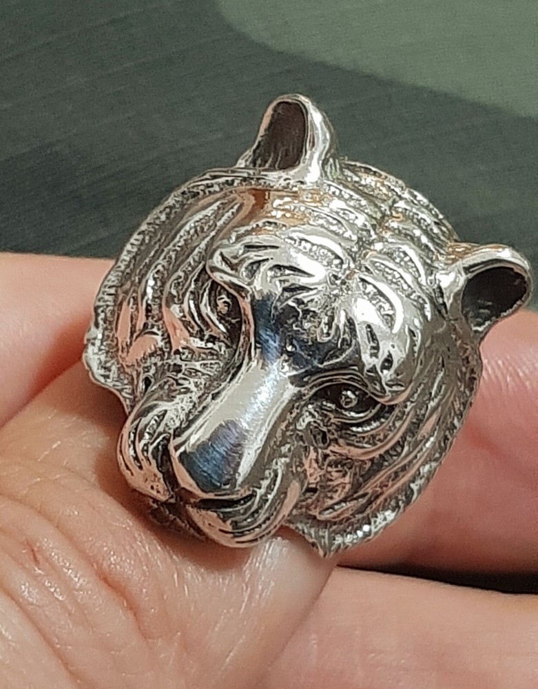 925 SILVER RING Men SEAL Tiger Ring Sterling Man $