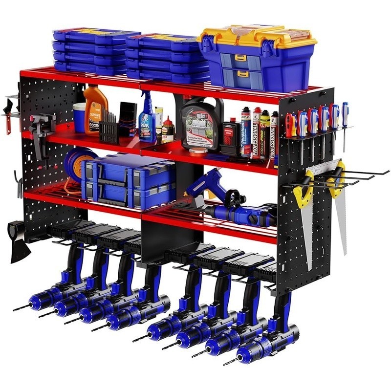 4-Layer Power Tool Organizer Wall Mount Sturdy Heavy Duty Tool Storage Rack New