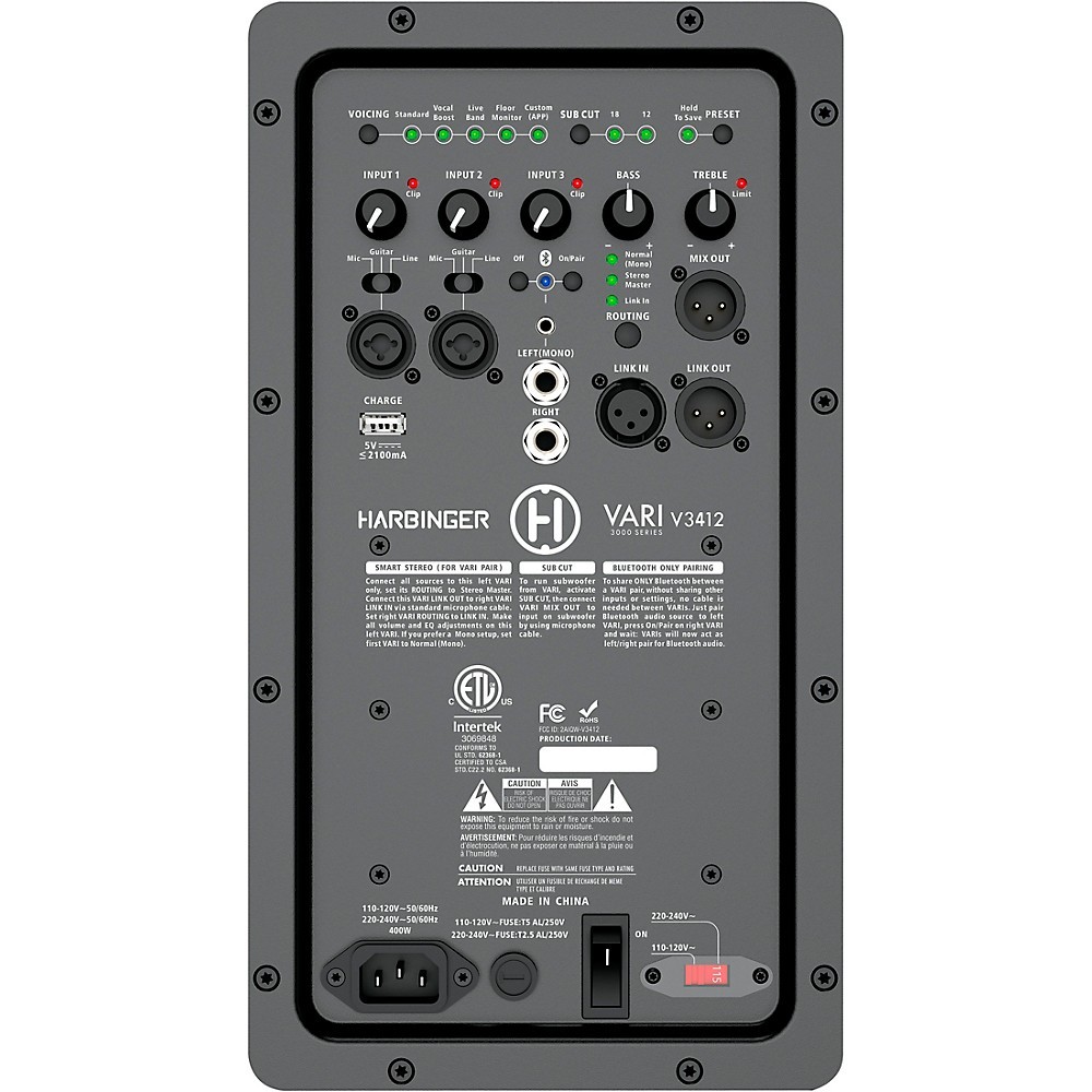 Harbinger VARI 3412 12" Powered Speakers Package With Stands