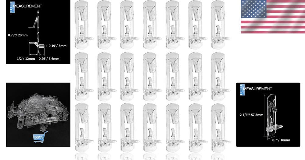 Transparent Locking Shelf Support Clips - 5mm x 3/4" Thickness Compatibility