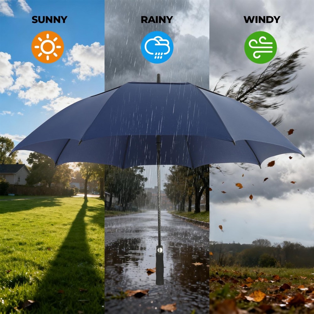 LLanxiry Automatic Open Golf Umbrella 54/62/68/72 Inch, Extra 72 Navy