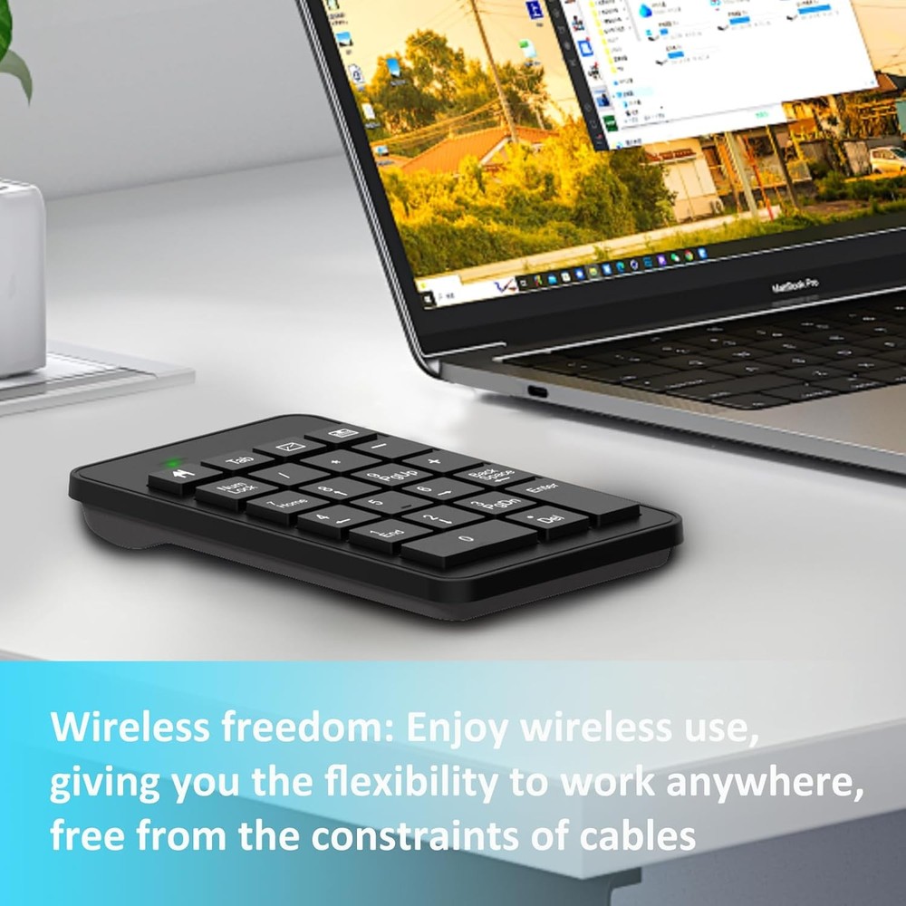 Wireless Number Pad with Battery, Enhanced Efficiency 23 Keys Black