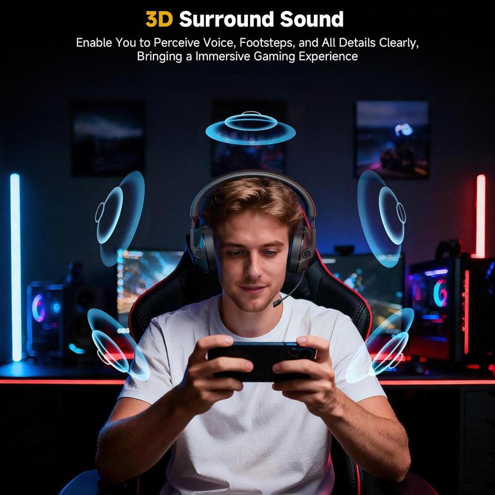 SG600 Wireless Gaming Headset for PC, Laptop, Switch 2.4GHz & Bluetooth