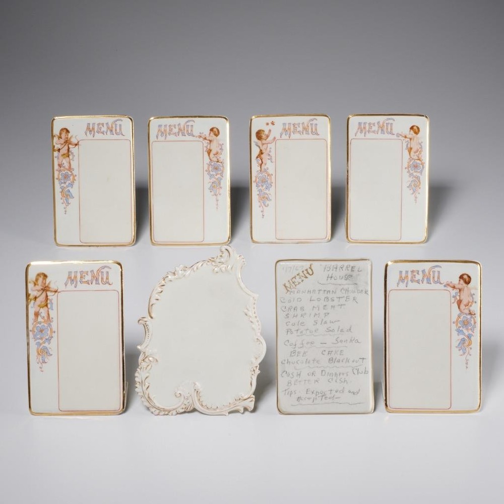 Vtg Ceramic TabletopPlace Card Dining Menu Board 8 pc Lot Iris Apfel Collection