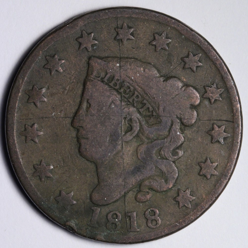 1818 Coronet Head Large Cent VG E112 VWNF