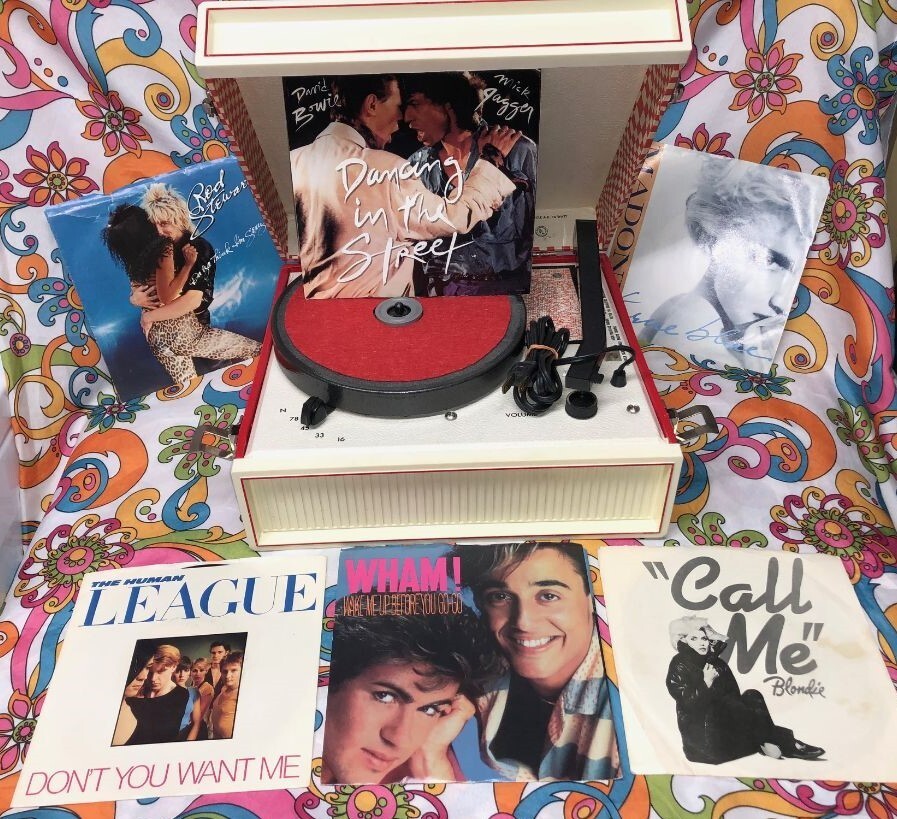 Vintage Sears Roebuck Phonograph Record Player w/box 45's Works