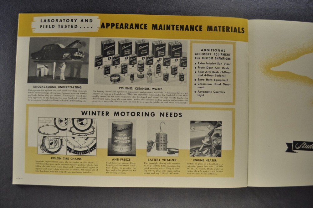 1952 Studebaker Accessories Brochure Commander Champion Excellent Original 52