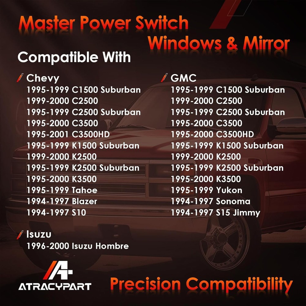 Master Power Window Switch Driver & Passenger 4D for Chevy/GMC 1995-2001