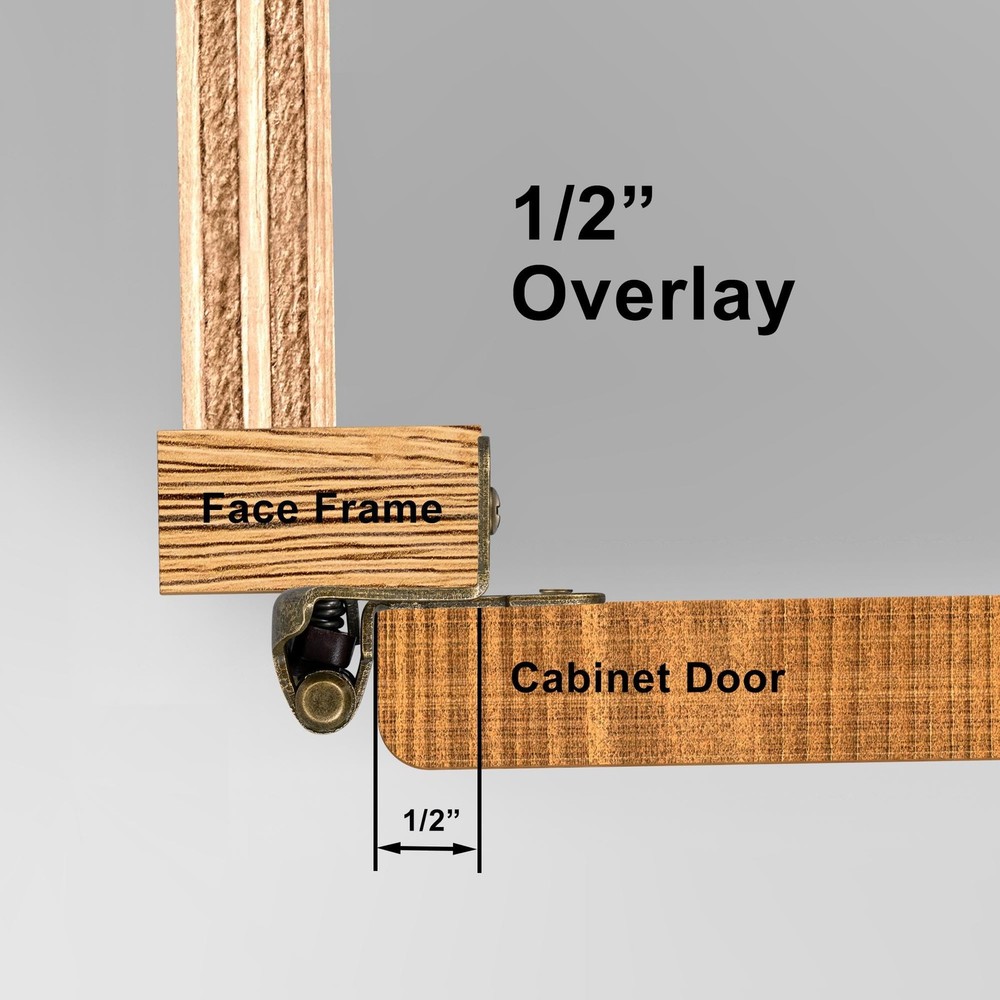 Vallecloud 4 Pack (2 Pair) Antique Brass Cabinet Hinges for