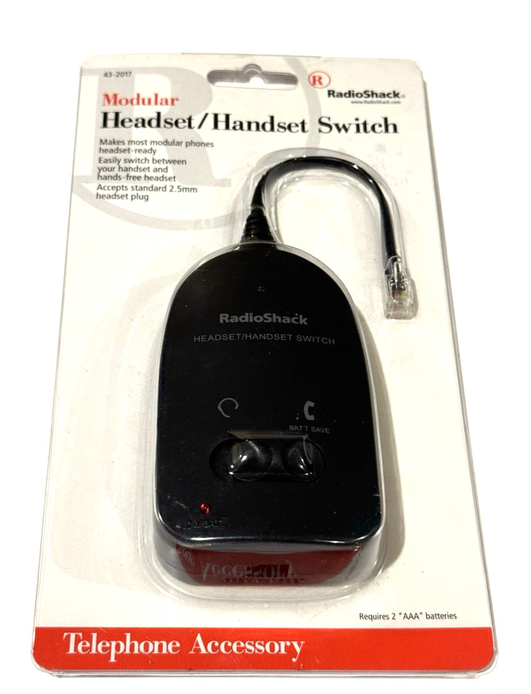 Radio Shack Modular Headset Handset Switch 43-2017 Telephone Accessory Prop NOS