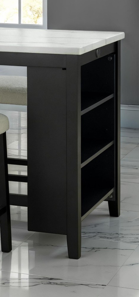 Dining Room Transitional 3pc Dining Set Gloss Table Top w Storage Shelves Side