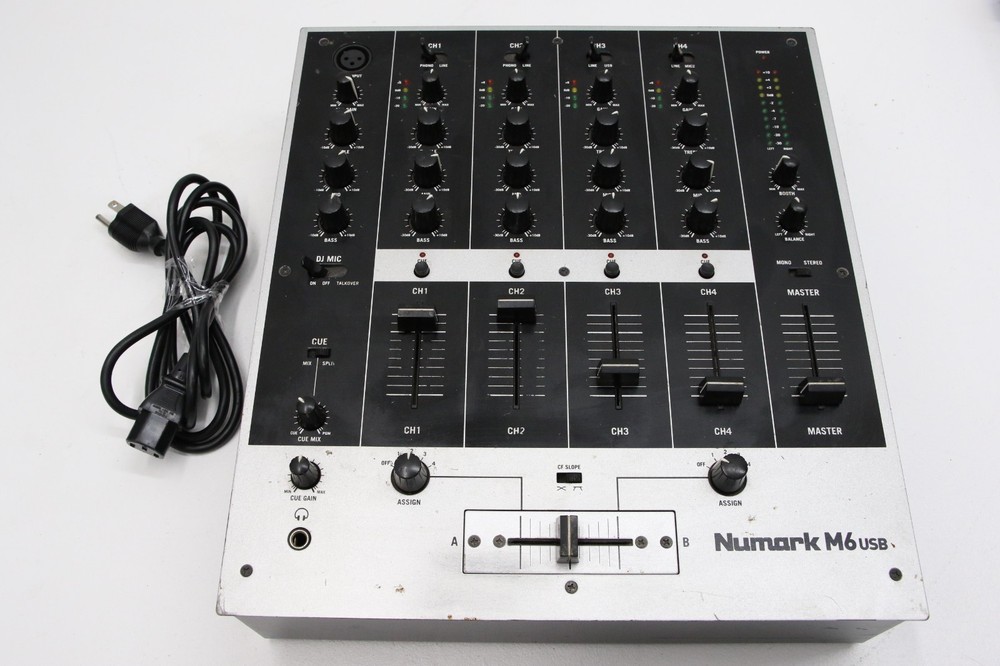 Numark M6 4-Channel USB DJ Mixer W/ Power Cable