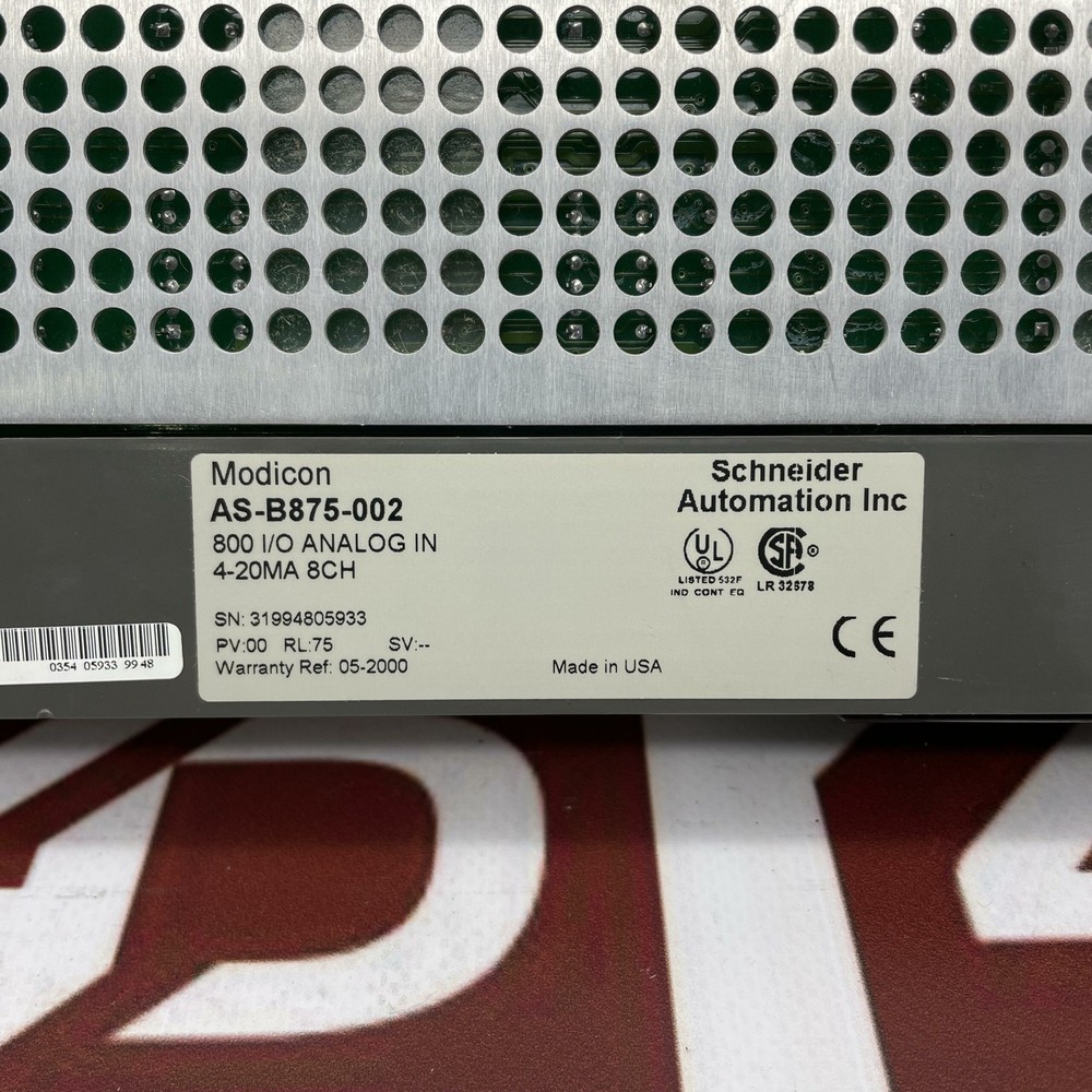 AS-B875-002 | Modicon | Analog Input Module, 8 Channel, 4-20mA, 1-5V, Used