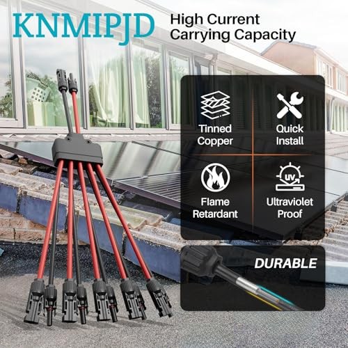 2 Pack solar connectors Tool-Free solar cable 2 PCS Parallel 5 Solar Panels