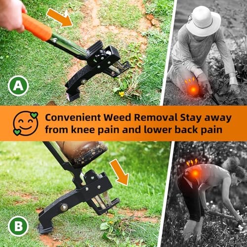 Weed Puller Tool, Heavy Duty Stand Up Weed Puller with 39.3" Long Handle Orange