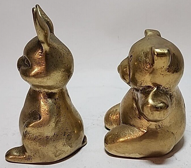 Brass Animals 4" Rabbit and 3.5" Bear
