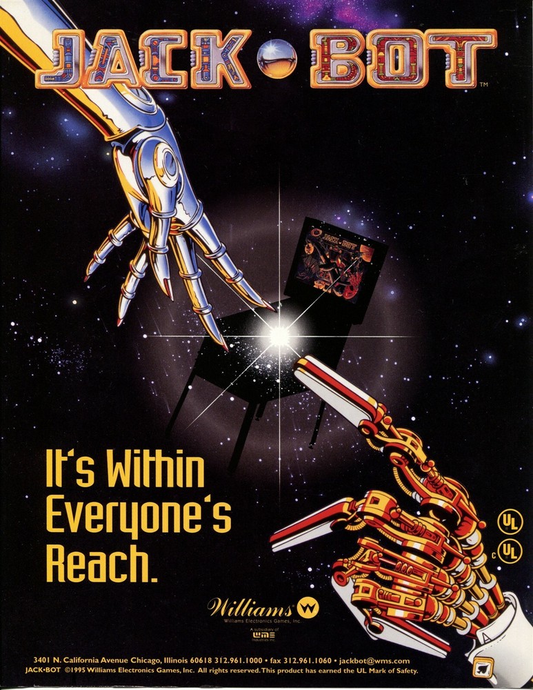 Jack Bot Williams Pinball Flyer /Brochure/ Ad - Mint
