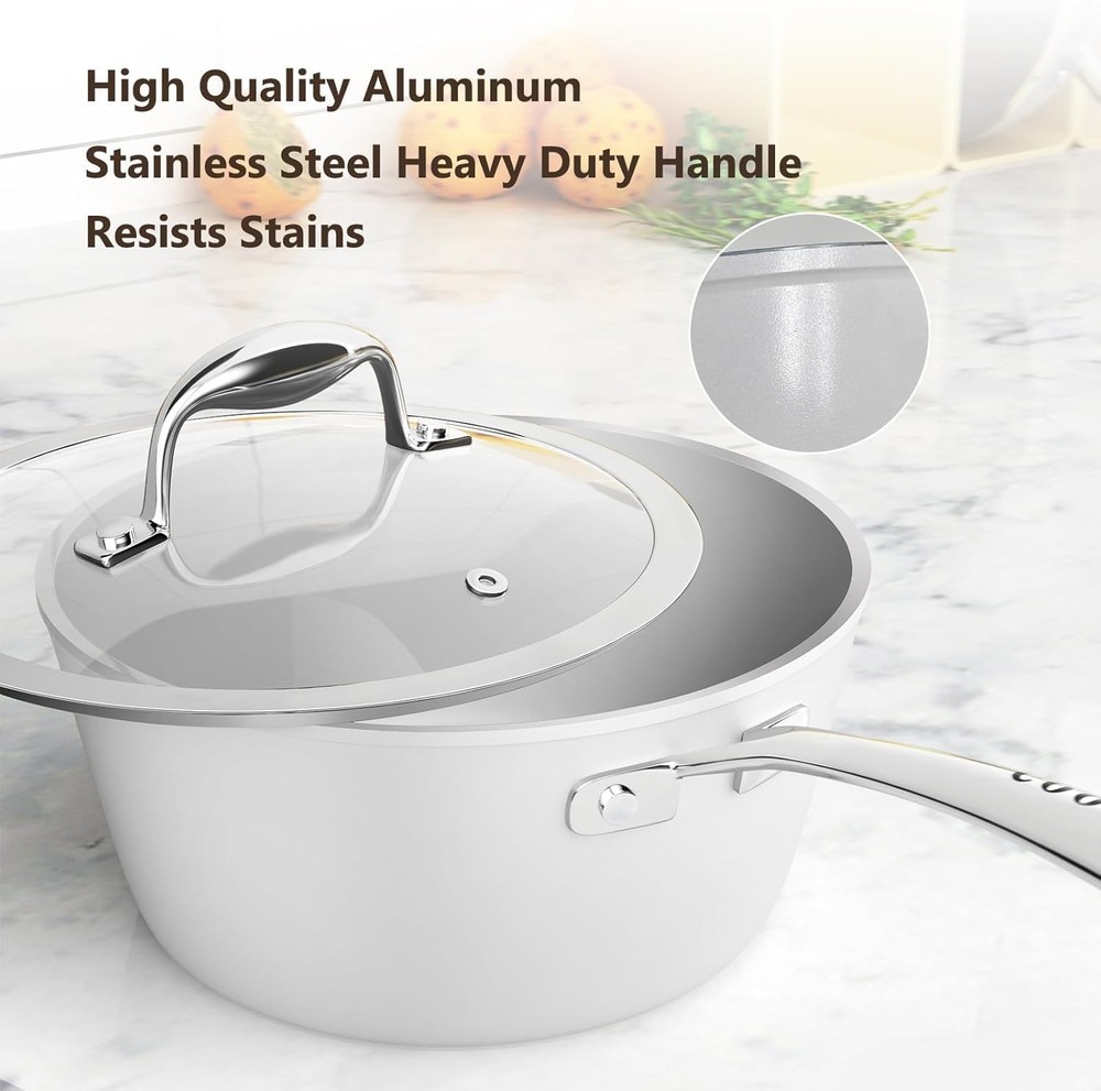 Nonstick Ceramic Cookware Set Induction & Dishwasher Safe Scratch-Resistant Pots