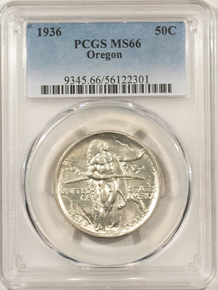 1936 OREGON COMMEMORATIVE HALF DOLLAR - PCGS MS-66, FRESH!