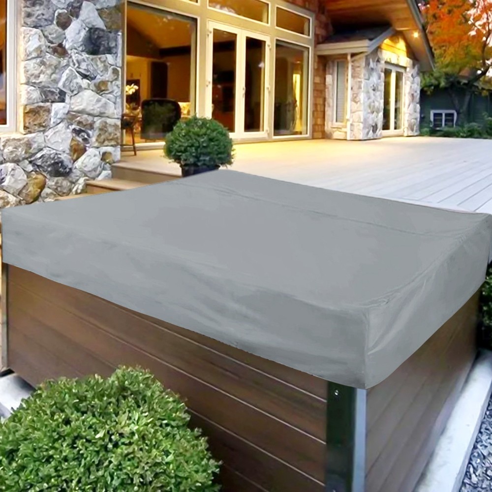 Gray Waterproof Spa Cover Cap for Square Spas Easy Maintenance Solution