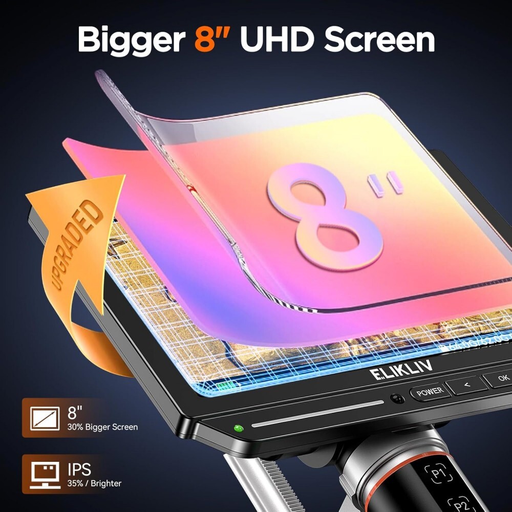 Elikliv 2s Fast Focus TOF Sensor Microscope AF Refocus 4K UHD Tri-Screen Output