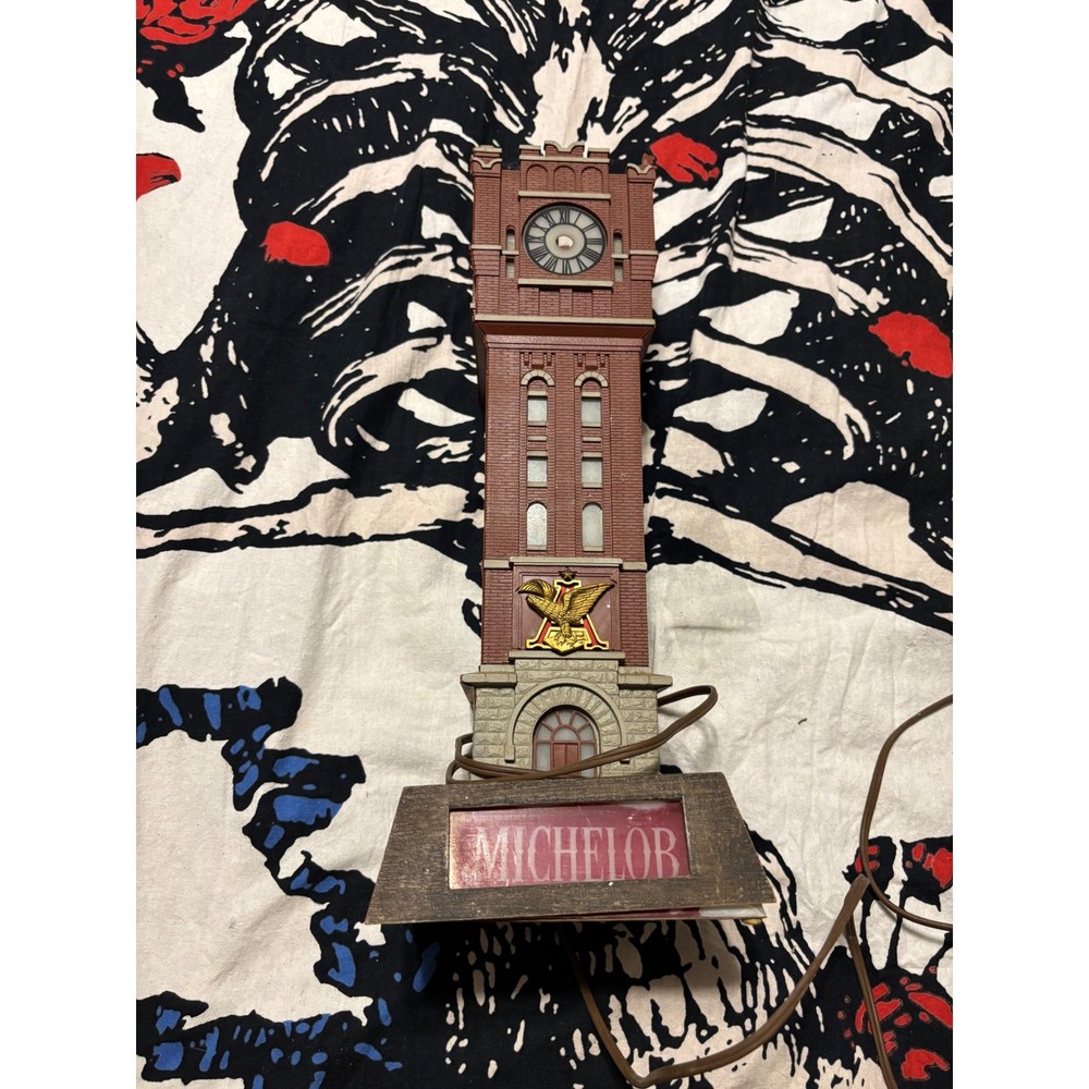 Vintage Michelob Beer Clock Tower Display Lighted  missing hands untested