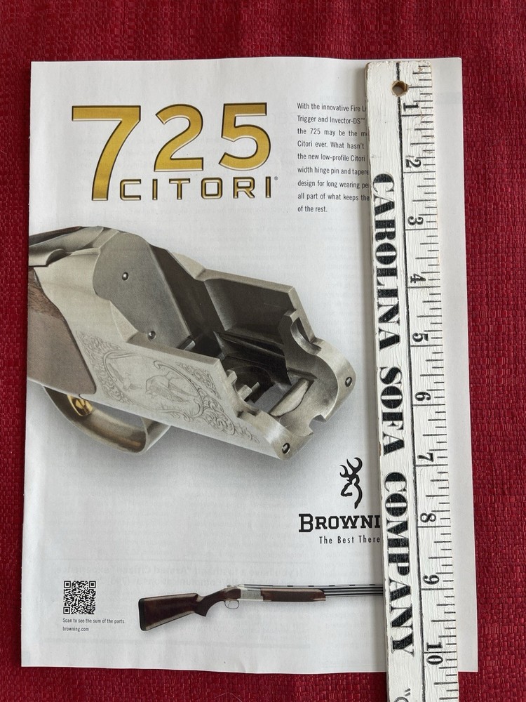 2012 Print Ad Browning 725 Citori Fire Light Mechanical Trigger Ad