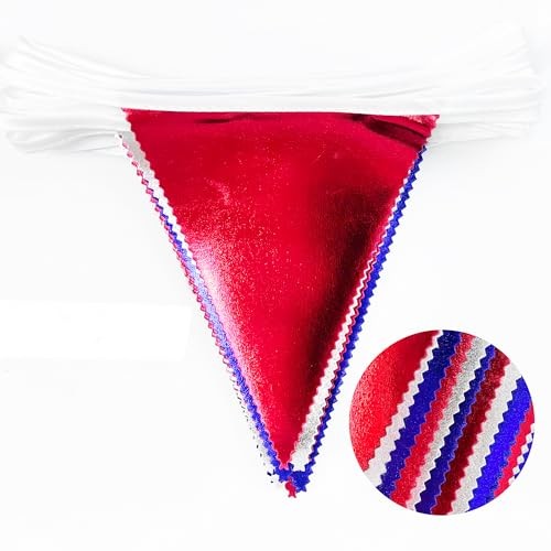 Red Blue Silver Party Decorations Metallic Fabric Triangle Red Silver Blue