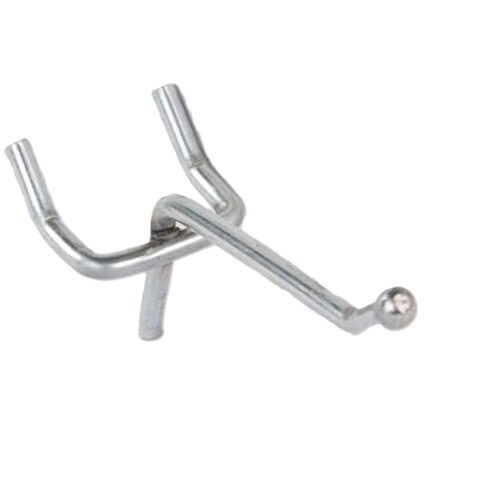 100 2" Long Chrome Peg Hooks for 1/8" or 1/4" Pegboard U Shaped Mounting Bracket