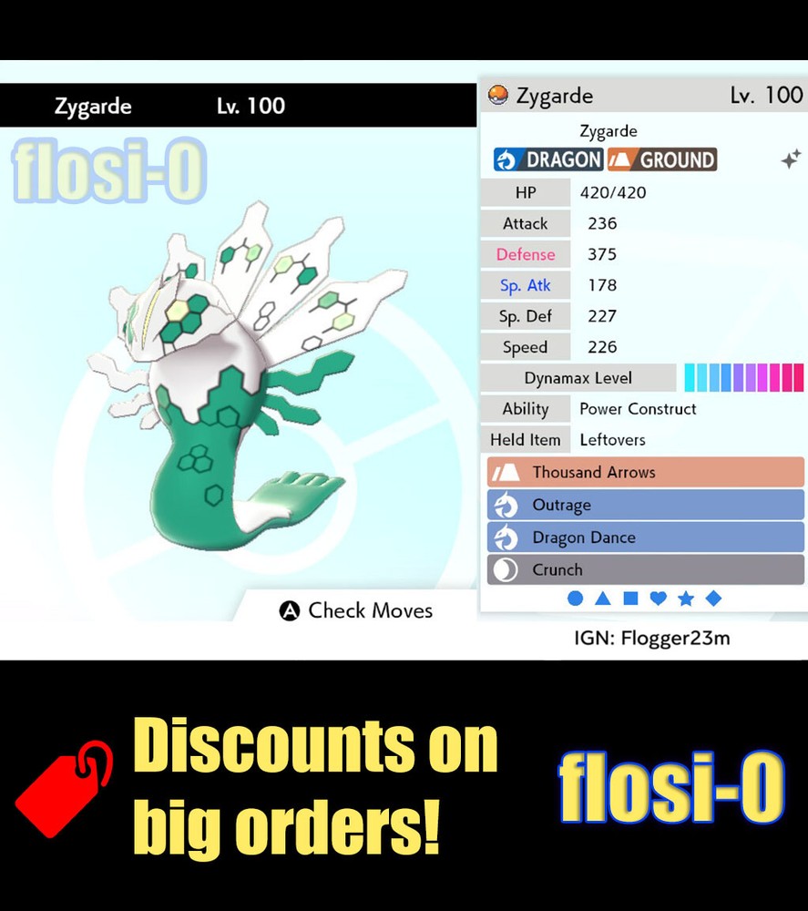 Pokemon Sword and Shield 6IV Shiny Zygarde 50% Power Construct