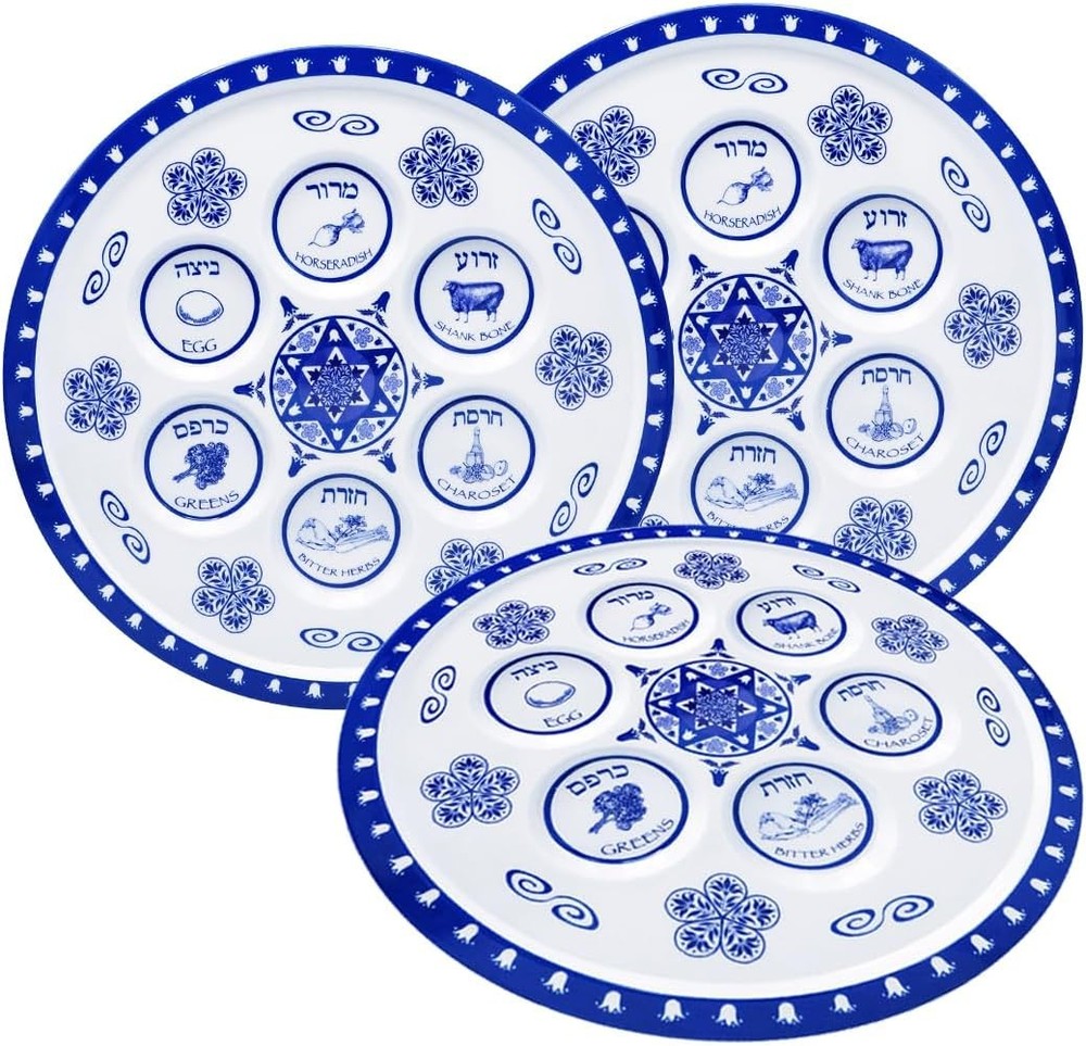 Passover Seder Plate Melamine 3-Pack Set, Renaissance Dinnerware Tableware