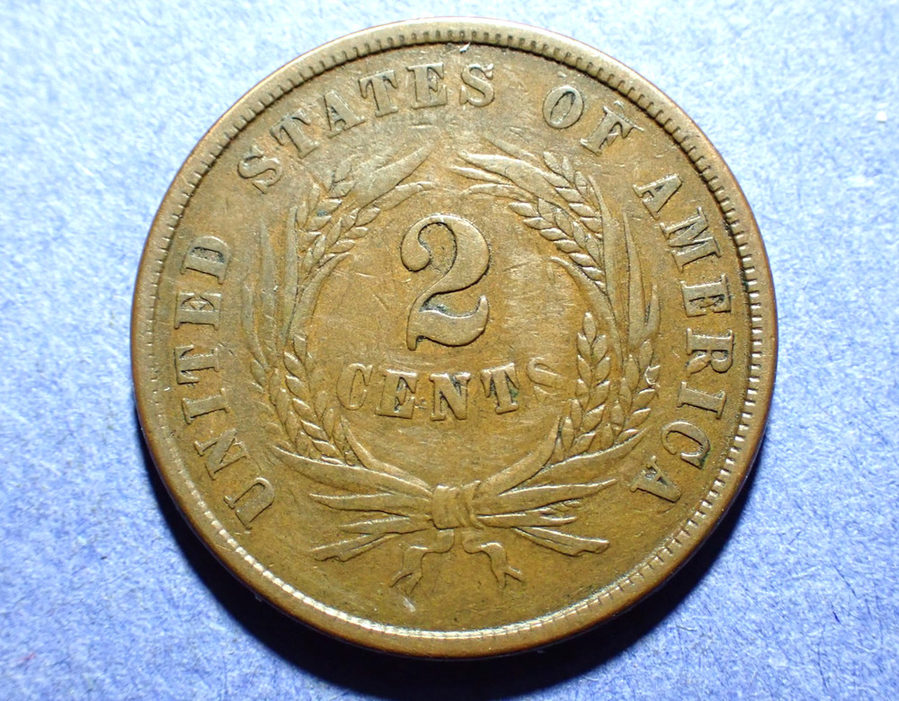 1864 Large Motto Two Cent Abt. VF