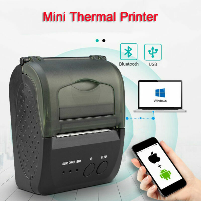 58mm Mini Portable Bluetooth Thermal Printer USB for Win Android iOS Printing