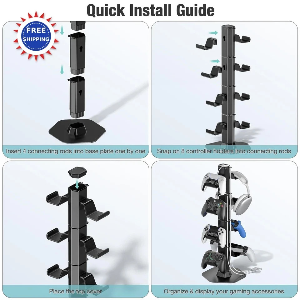 Controller Headset Holder Desk Charger Cable Organizer PS5 Xbox PS4 Switch