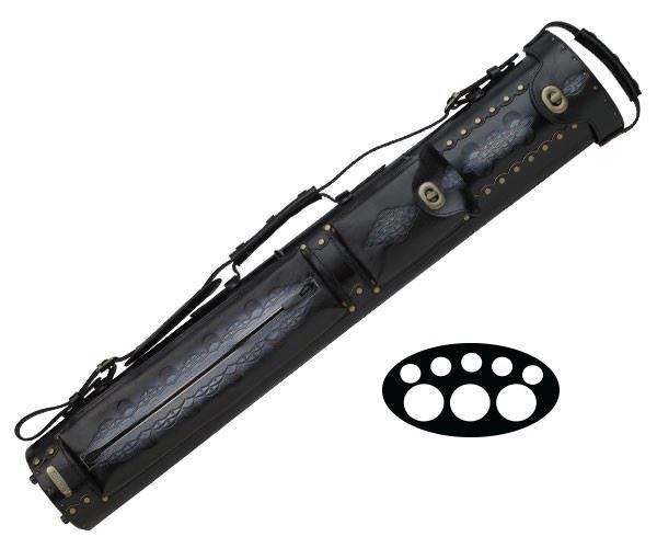 Instroke IST35 Tooled 3x5 Leather Pool Cue Case - Black