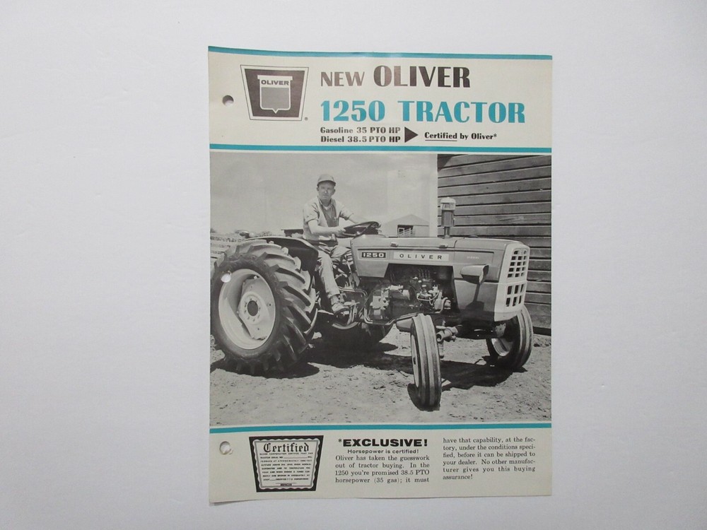 Rare Oliver 1250 Tractor Sales Brochure 4 Pages