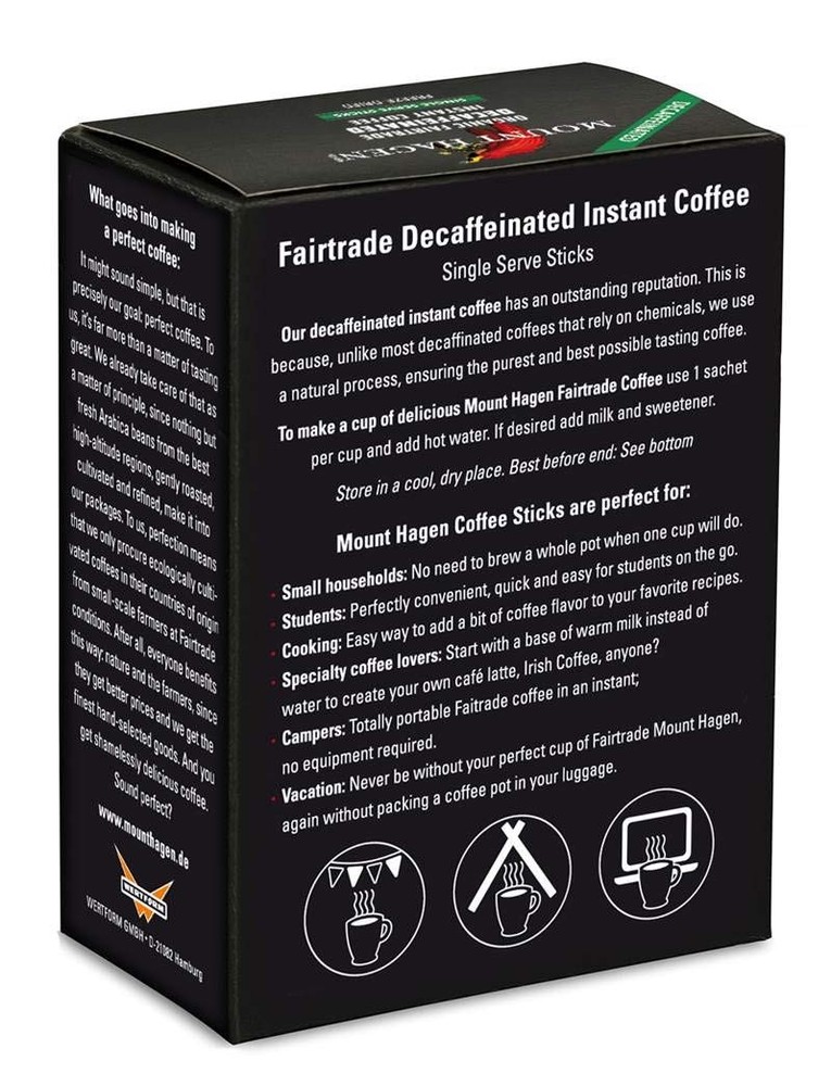 Mount Hagen 25 Count Single Serve Instant Decaf Coffee Packets - 4 Pack |