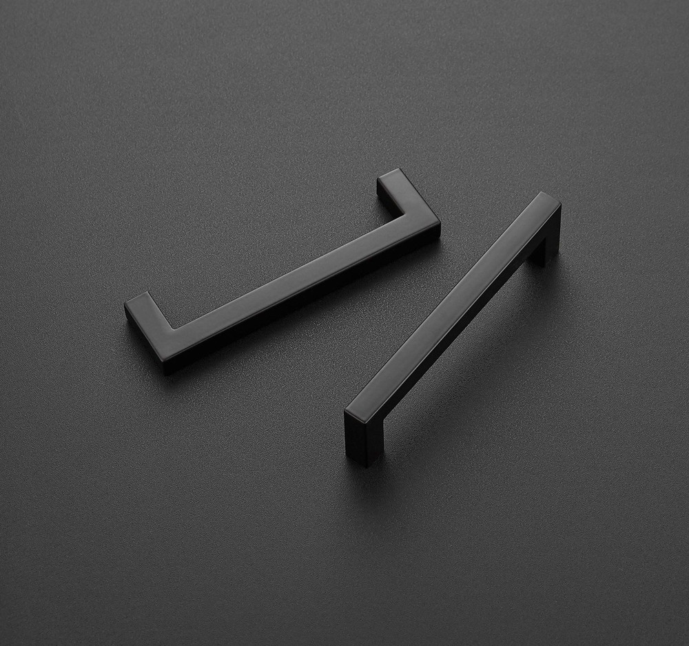 1 Pack 5 Inch Kitchen Square Cabinet Handles Matte Black Drawer Pulls for Cup...