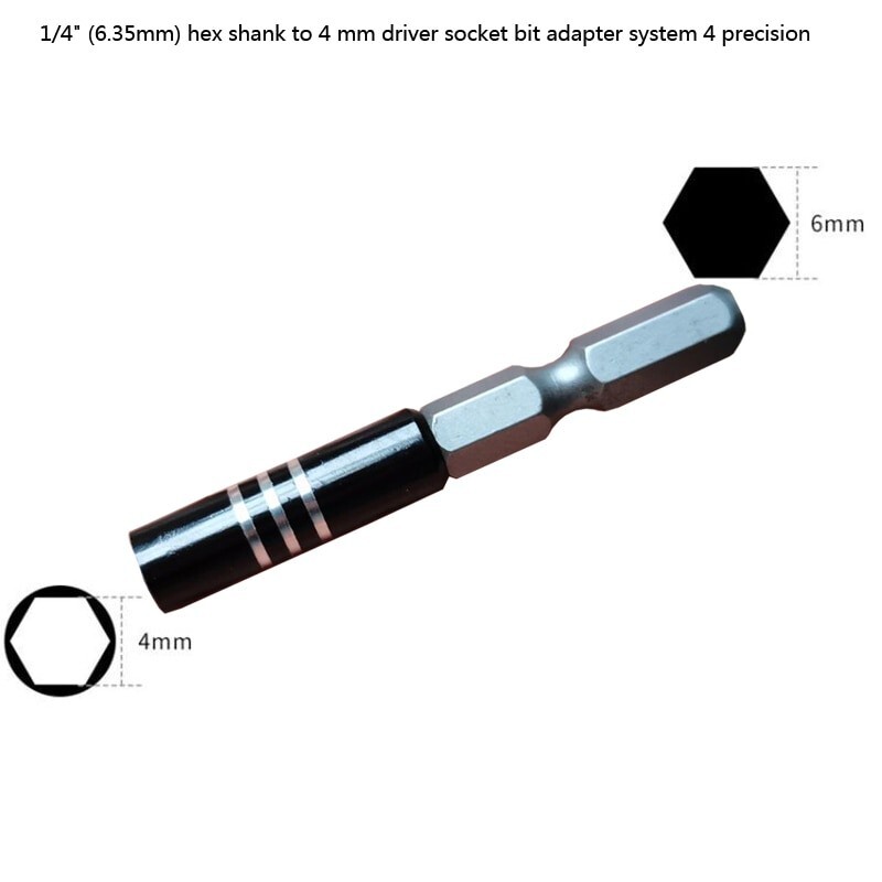 Magnetic System 4 Micro Bits Adapter 4mm to 1/4" 55mm 6.35mm 1/4" Insert Bit
