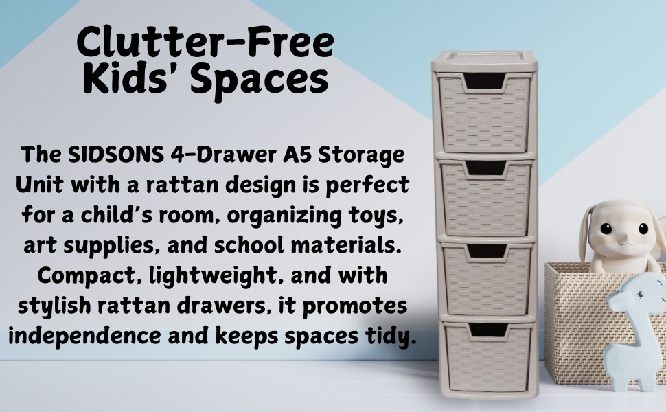 4 Tier Medium Drawers Storage Unit Plastic Chest Tower A5 Size Desktop Organizer