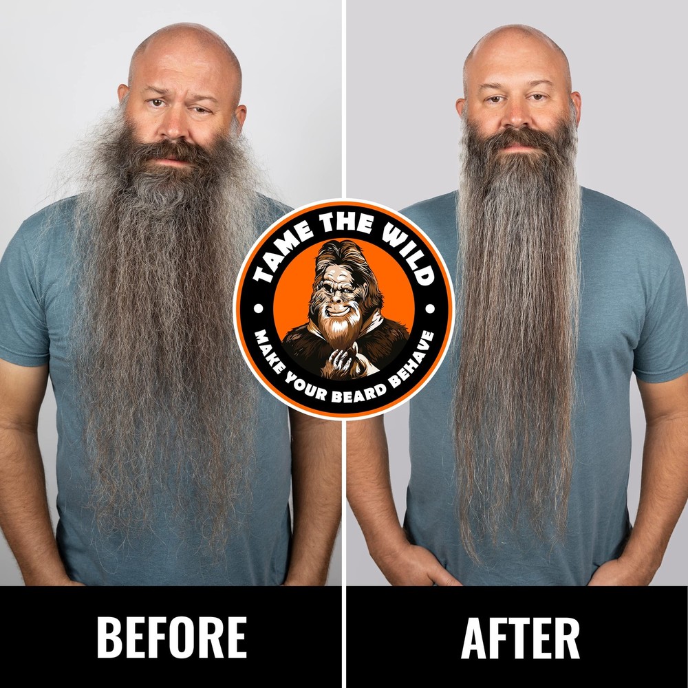 Beard Straightener for Men Kit - Includes Portable Heated Beard Brush, Beard ...