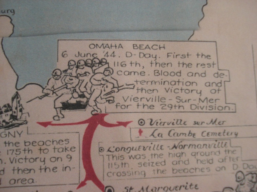 WWII 29TH INFANTRY DIV. INVASION MAP REPRODUCTION