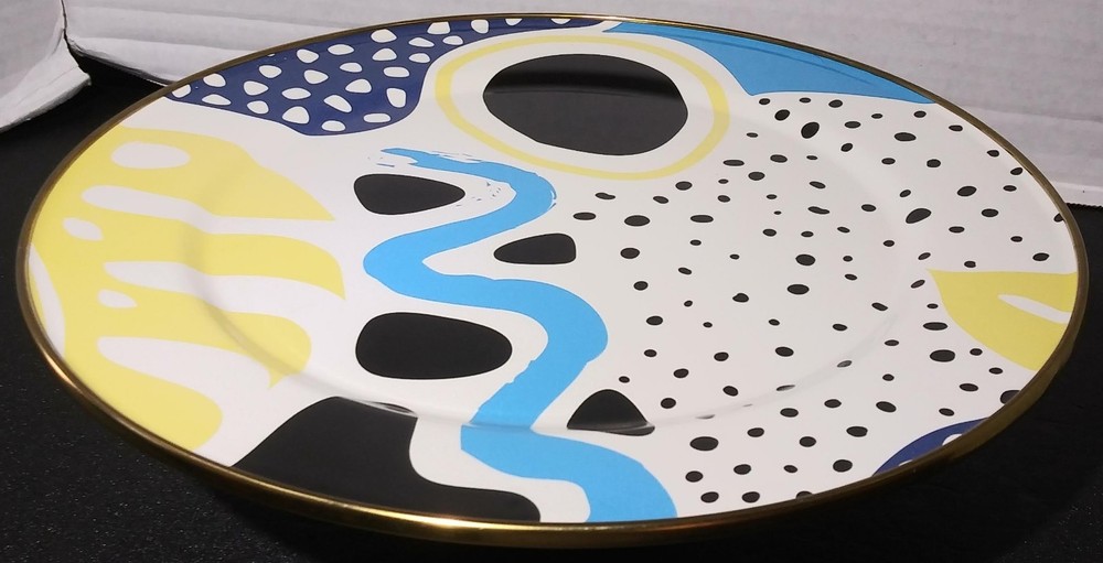 Flashback Footed Cake Serving Plate Enamelware Retro Funky Made In Turkey