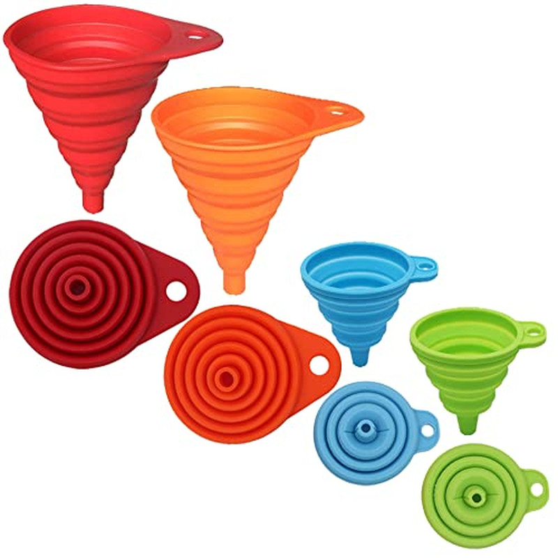 Kitchen Funnel Set 4 Pack, Small and Large, Kitchen Gadgets Accessories Foldable