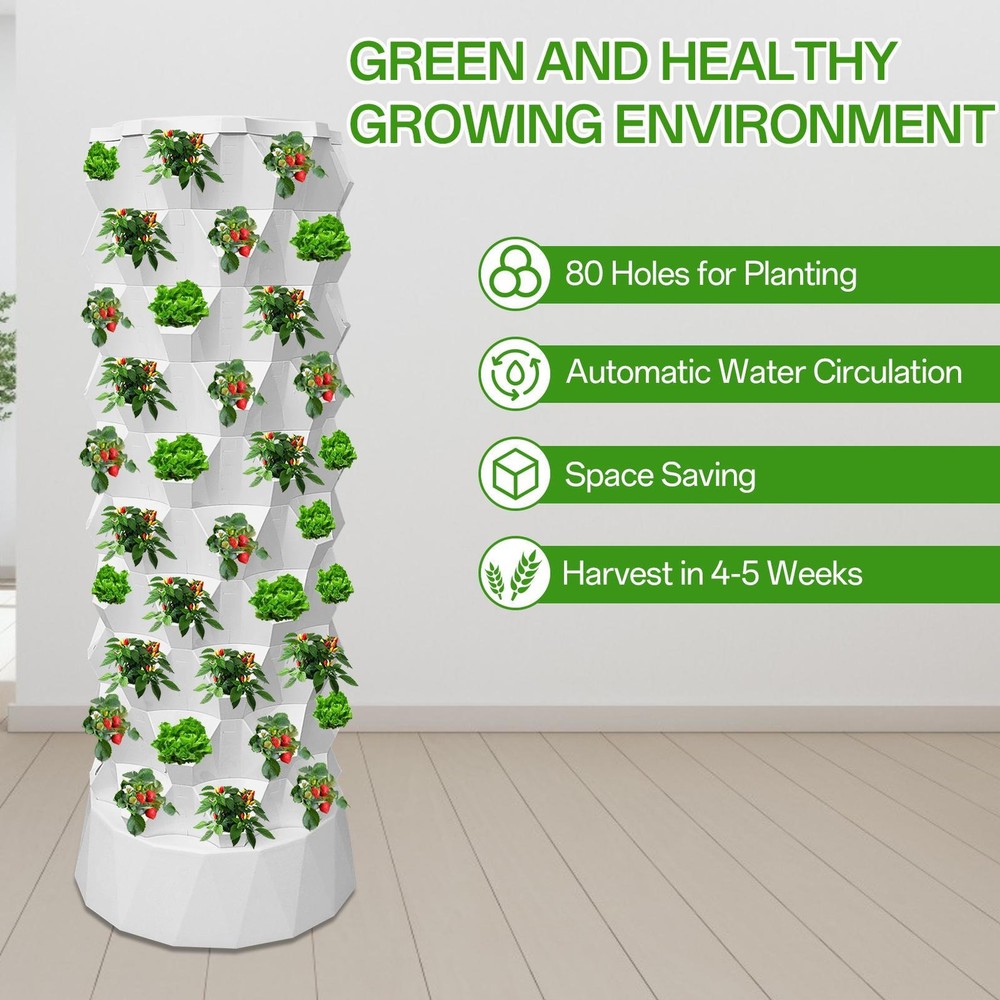 80-pot White Tower Garden Hydroponics Growing System Indoor Smart Garden system