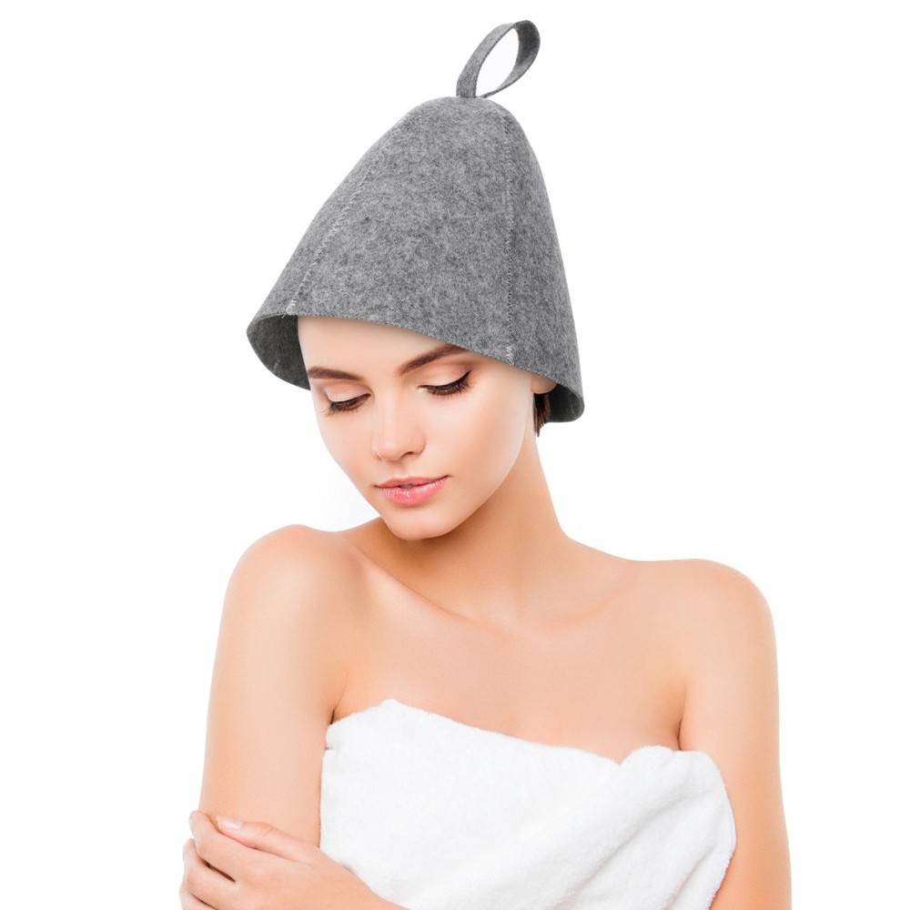 2pcs Thickened Felt Sauna Hat Comfortable Head Cover Sauna Shower Cap
