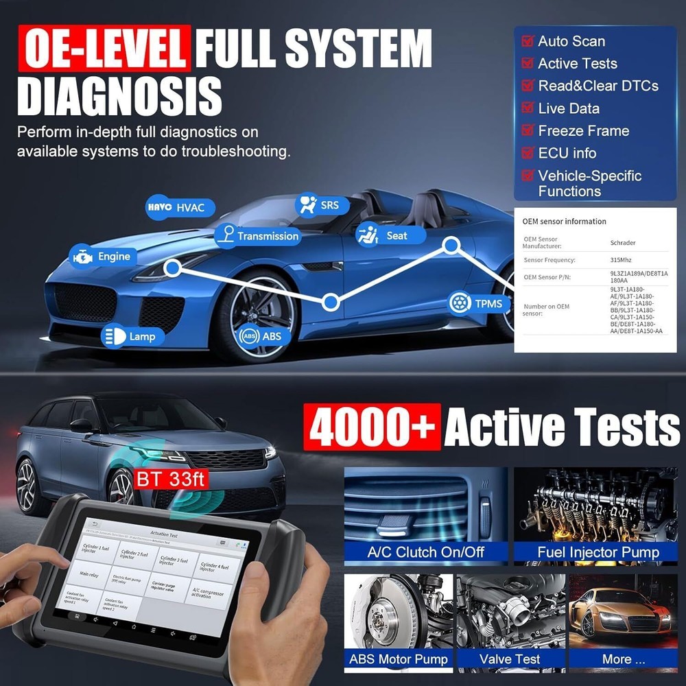 XTOOL IP819TP Auto Diagnostic Bi-Directional Tool Key Programmer + TPMS Services