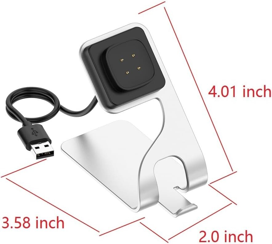 SMARTWATCH CHARGING DOCK (SILVER) for FITBIT VERSA 3 4 SENSE 2 New In Box